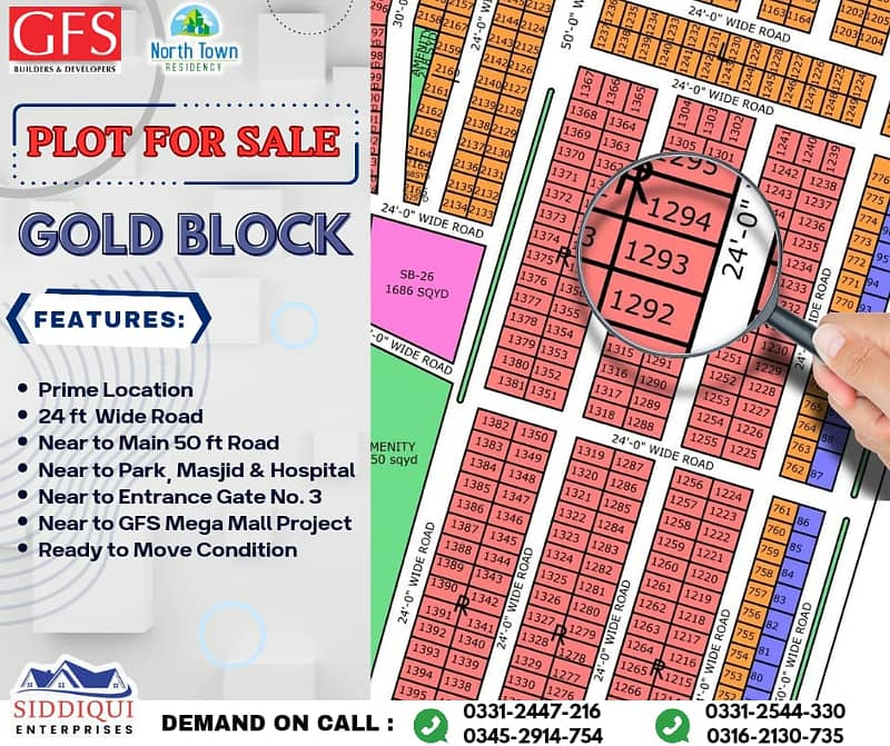 PLOT SALE IN NORTH TOWN RESIDENCY PHASE 1 GOLD BLOCK 1