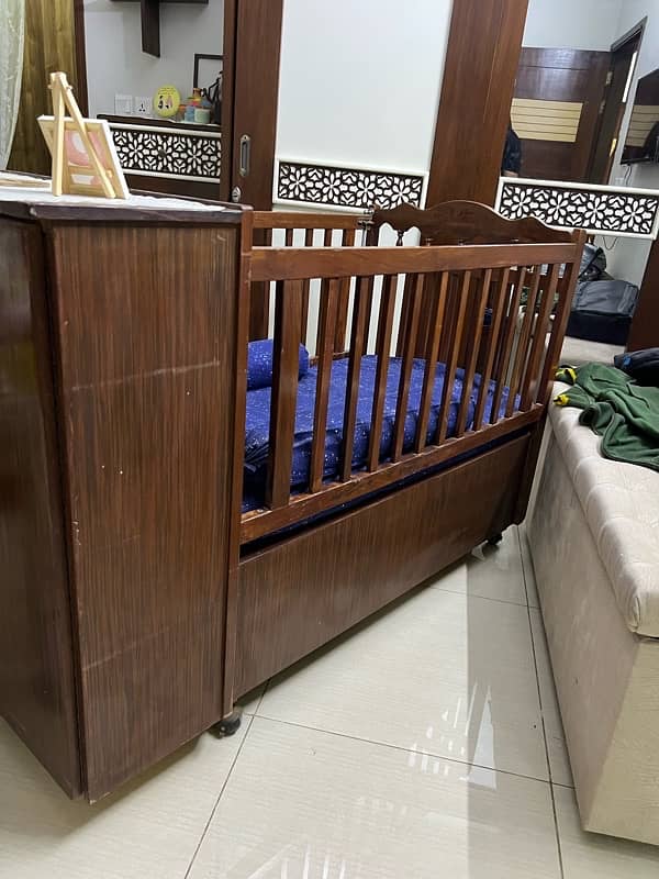 Baby Cot with cupboard - Slightly Used 1