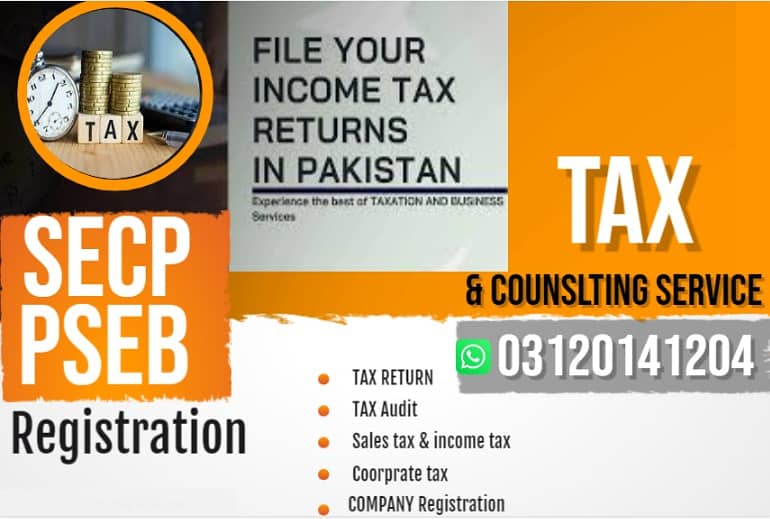 Sales Tax, Income Tax Return, Tax Consultant, FBR, Tax Filer, NTN,SECP 0