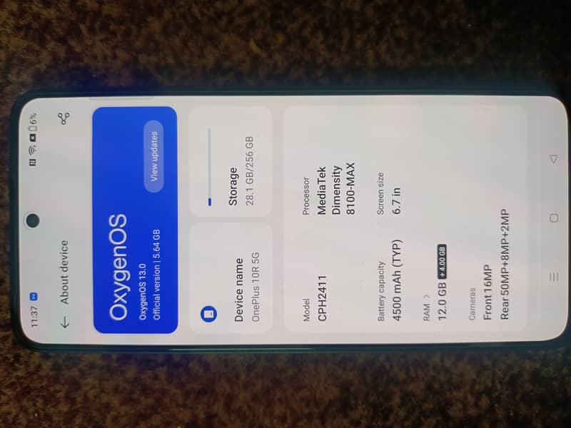 One Plus Other Model 10R 5G (Just like new) 3