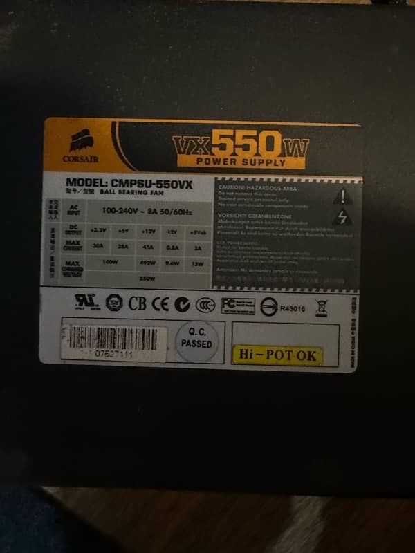 Corsair orignal 550 watt power supply 3