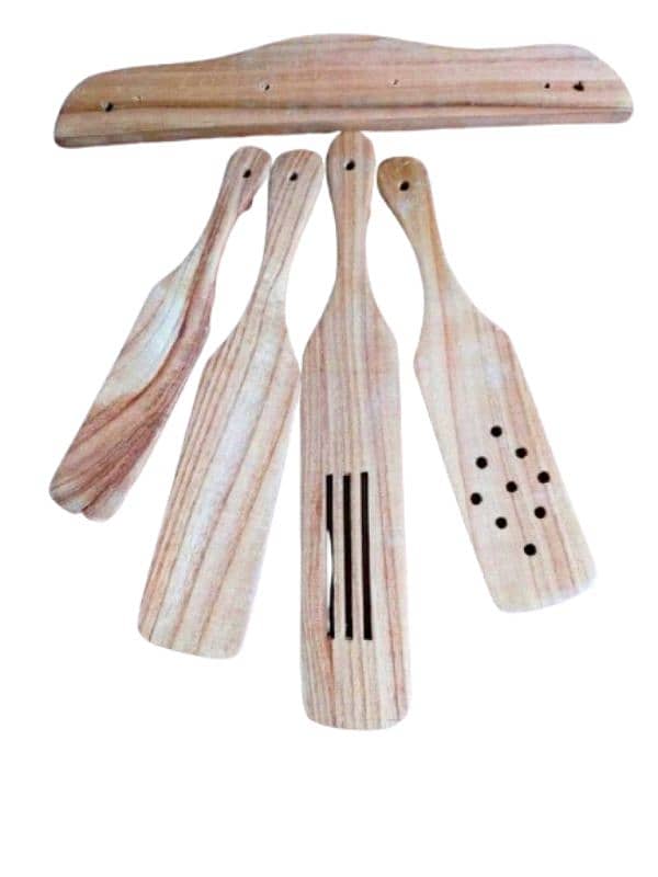 Wooden Spurtle Set with wall hook 0