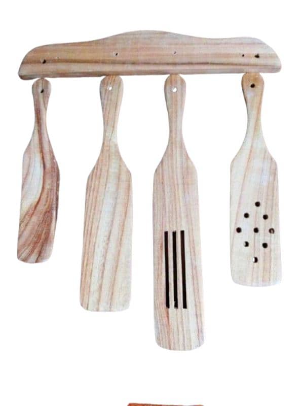 Wooden Spurtle Set with wall hook 1