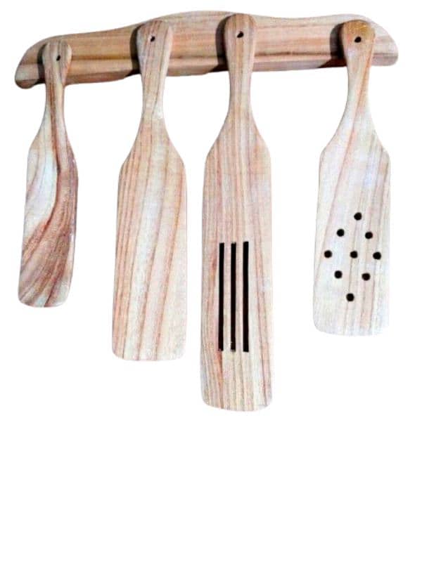 Wooden Spurtle Set with wall hook 3