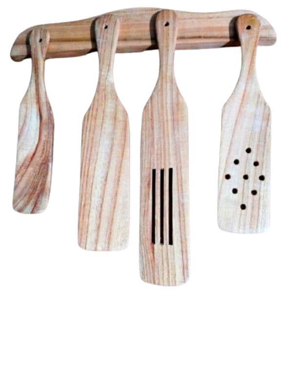 Wooden Spurtle Set with wall hook 4