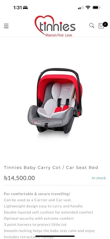 Tinnies baby carry cot plus car seat 0