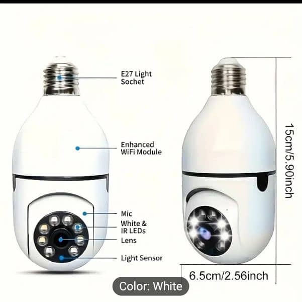 E27 Light Bulb Design Security Camera, 360° Pan/Tilt WiFi Surveillance 1