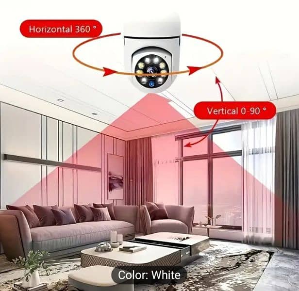 E27 Light Bulb Design Security Camera, 360° Pan/Tilt WiFi Surveillance 2