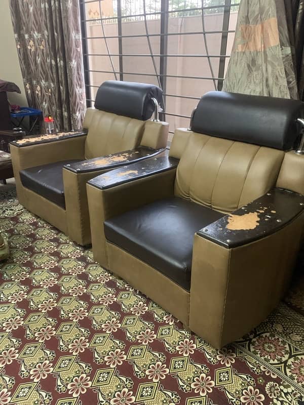 leather sofa 3 seater and singal seater (2) 3