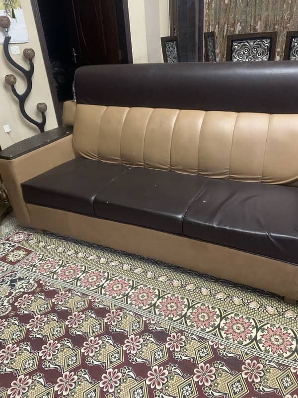 leather sofa 3 seater and singal seater (2) 7