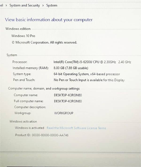 Hp Core i5-6th Gen 8GB RAM 256GB SSD Best Conditions Reasonable Price| 14