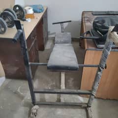 bench or 2 Rubber coated dumbells