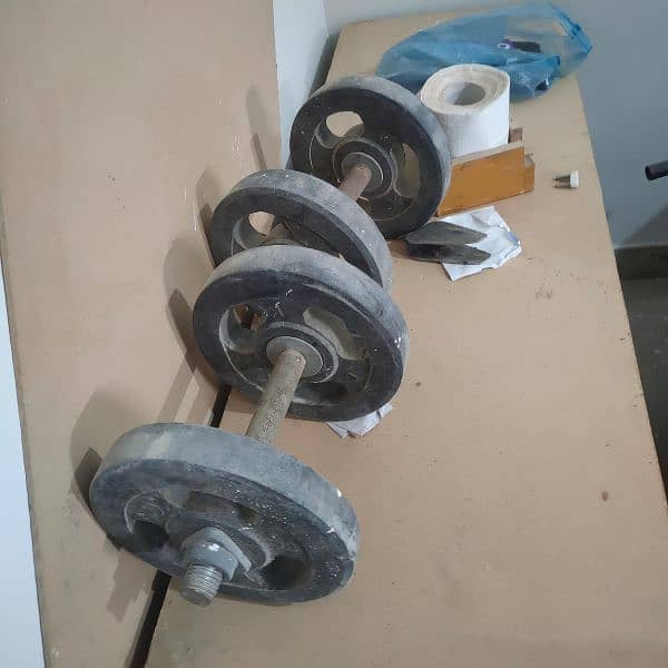 bench or 2 Rubber coated dumbells 1