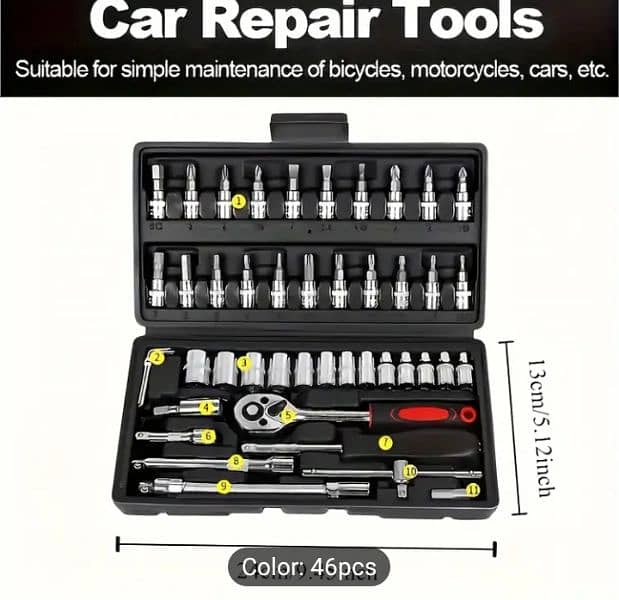 46pcs Premium Tool Kit for Cars, Motorcycles & Bikes 4