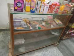 wood and glass counter for sale