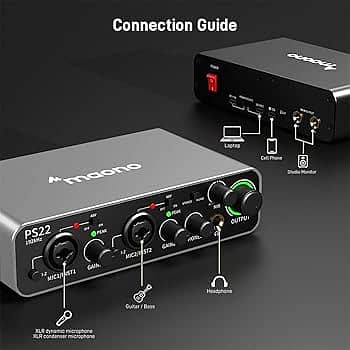 Maono PS22 ProStudio Audio Interface podcasting recording mxing 3