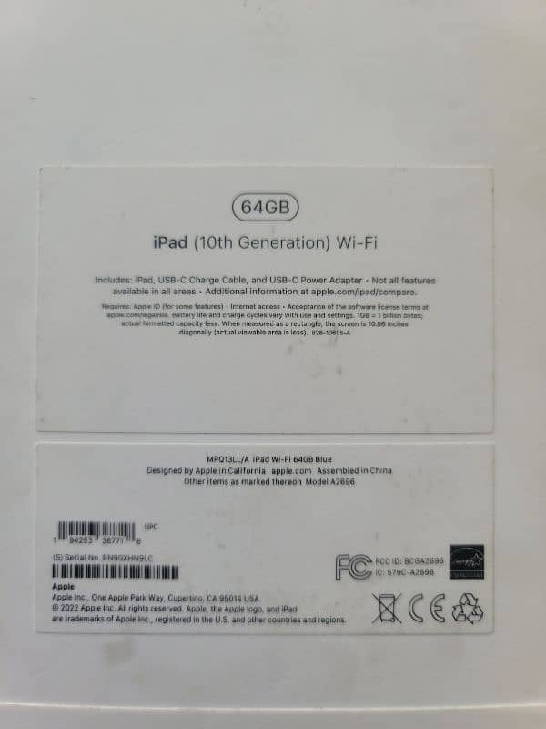 IPad Box Pack 10 Gen 64GB 1