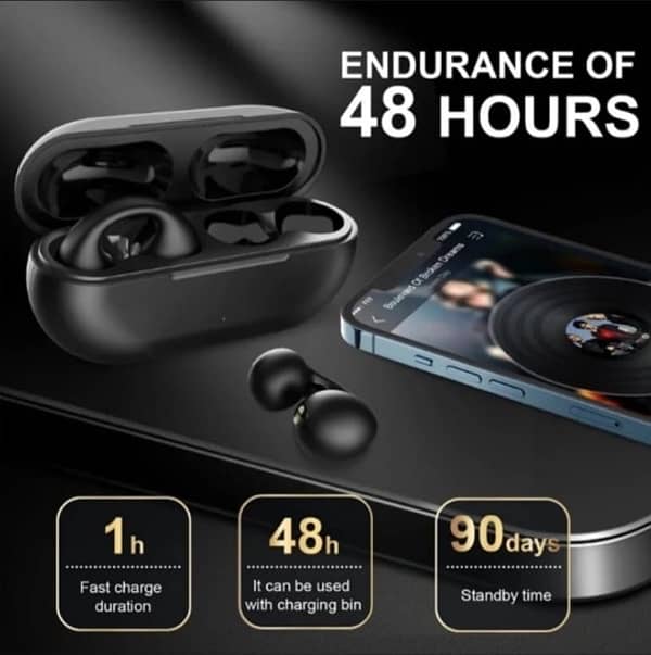 True Wireless Earbuds, Earcuffs Bluetooth EarClips (Black) 6