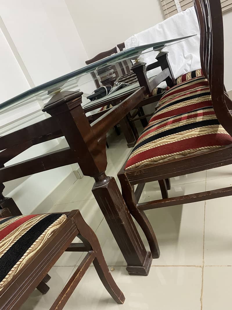 8 Chair Wooden Glass Dining Table with wooden frame and new baby chair 3