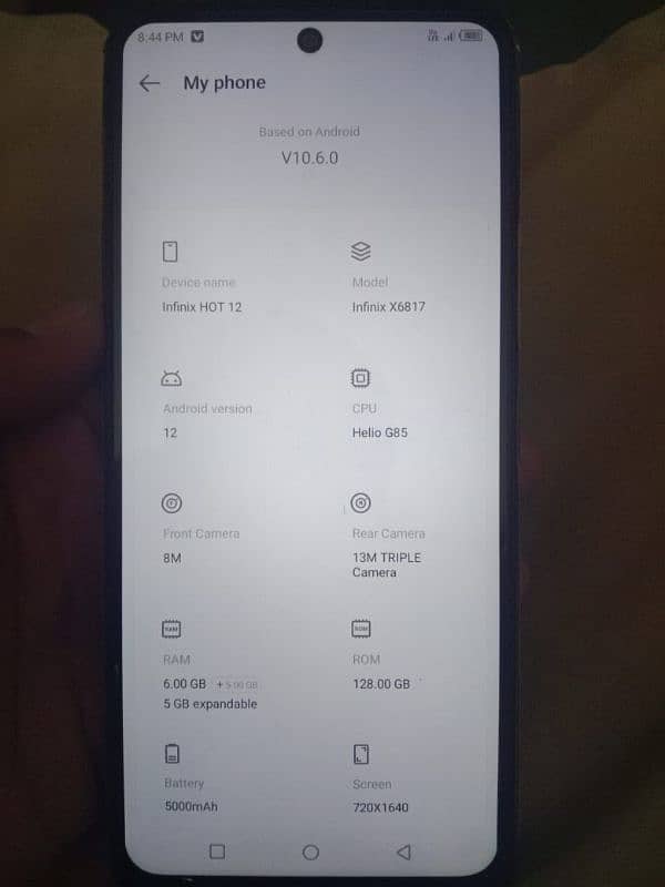 Infinix hot 12 6+5/128 with box charger just like new 0