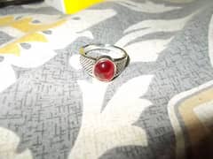 beautiful silver ring, red artificial stone