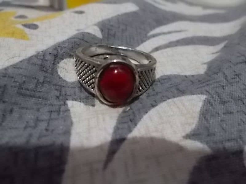 beautiful silver ring, red artificial stone 1