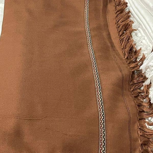 Luxurious Brown wool embrodered shawl 1 pc 1