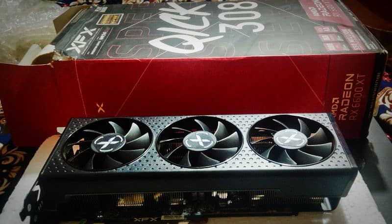 RX 6600xt XFX 3-fan backplated sealed gpu with box excellent condition 0