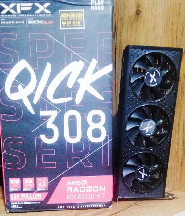 RX 6600xt XFX 3-fan backplated sealed gpu with box excellent condition 1