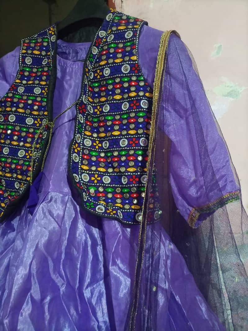 kattan silk frock with sindhi wastcoat with net dupatta for sale 1