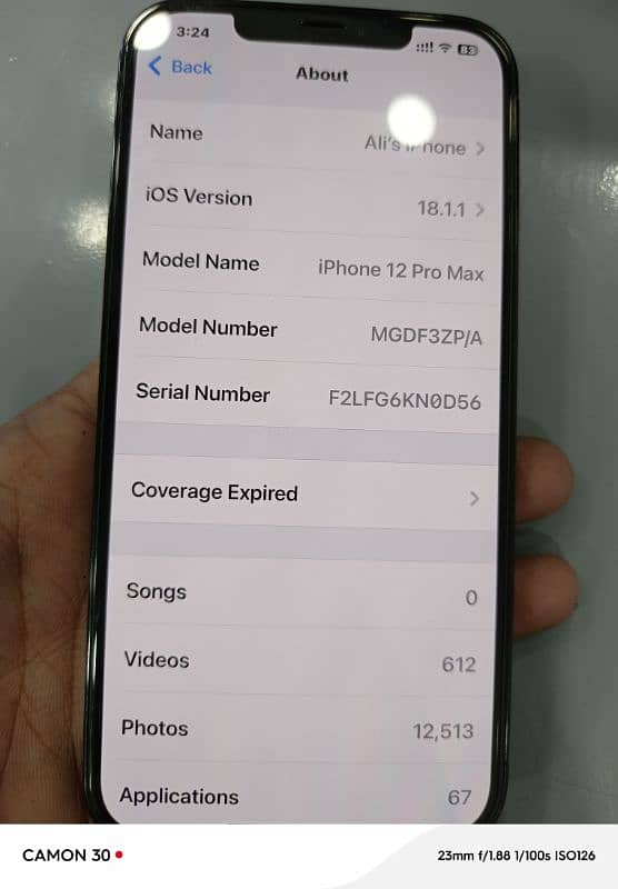 I phone 12pro maxx 256 GB PTA proved 10 by10 conditions daba sath ha 2