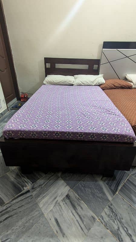 Pure wood more than single bed 7' by 4' with spring mattress 0