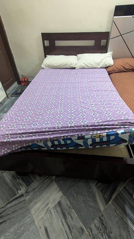 Pure wood more than single bed 7' by 4' with spring mattress 1