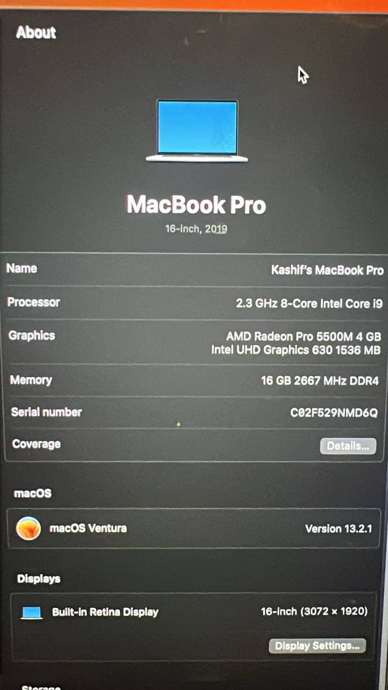 Apple Macbook Pro 2019 Core i9 16" (With Original Charger) 2