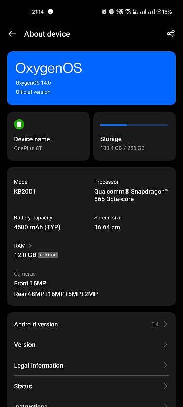 One plus 8t 12/256 dual sim 7