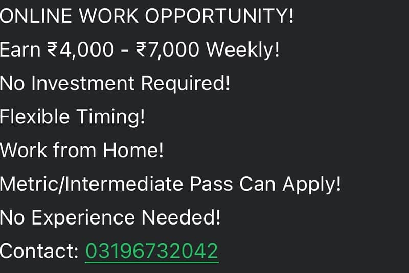 ONLINE WORK OPPORTUNITY! Earn ₹4,000 - 1