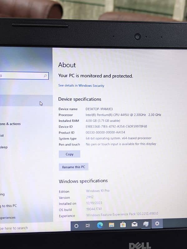 dell 3380 Laptop 4gb ram DDR4 128gb m. 2 SSD without battery 1