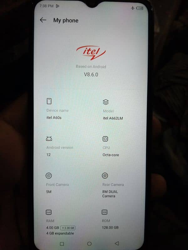 itel A60S 4+4/128gb 0