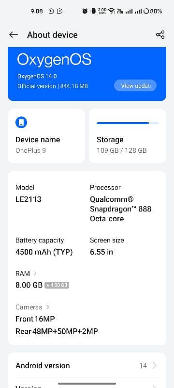 OnePlus 9 5G  8/128 Dual Sim 9