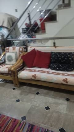 5 seater wooden sofa