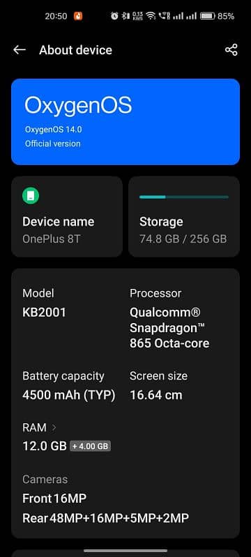 OnePlus 8t 12/256 clear display 5