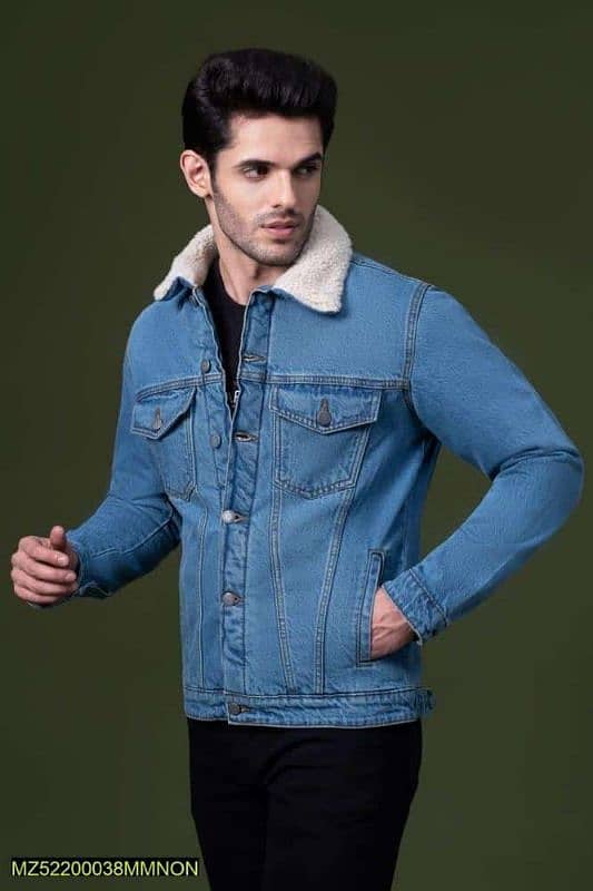 Men's Denim Stitched Fur Jackets 3