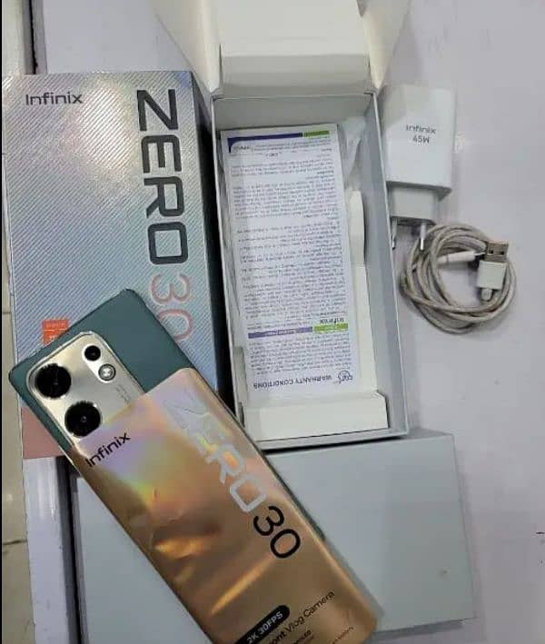 infinix zero 30 8+8 256gb box charger sath ha only call 1