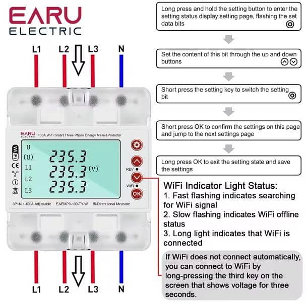 3 phase 100A,Smart energy meter over and under voltage protector 1