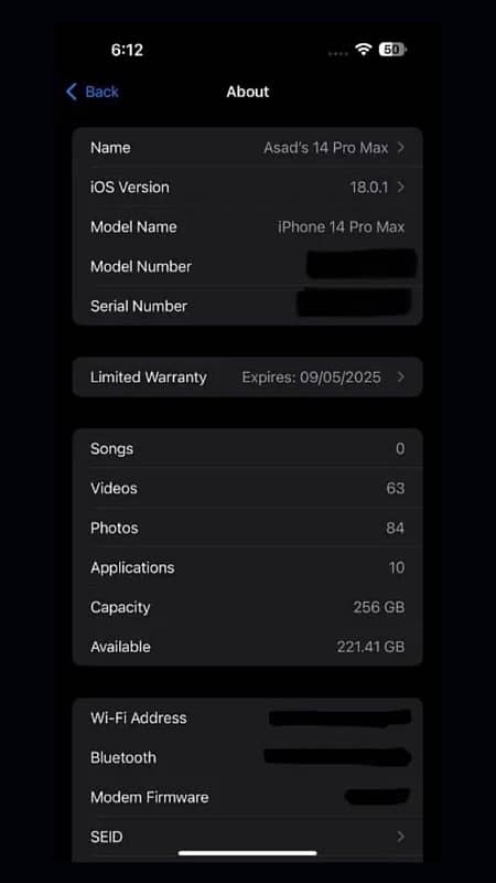 I Phone 14 Pro Max 256 GB [JV] Canadian Model 3