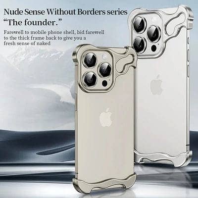 iPhone 15 Pro Bumper Case: Minimalist Titanium Metal Frame with Ca 9