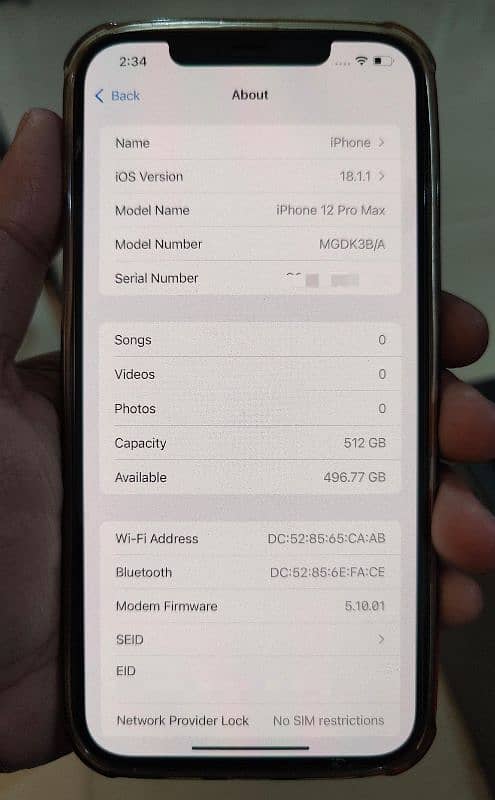 Iphone 12pro Max PTA Approved 512gb 7