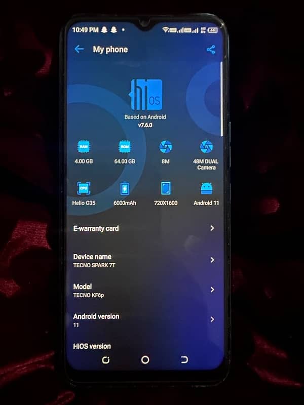 Tecno spark 7t 4/64 just panel change all ok wiith box orignal charger 5