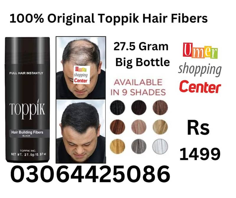 Latest Original Toppik Hair Fibers 27,5 G, Available in 9 hair shade 0