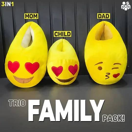 Family Pack Emoji Slippers Warm & Comfortable 0